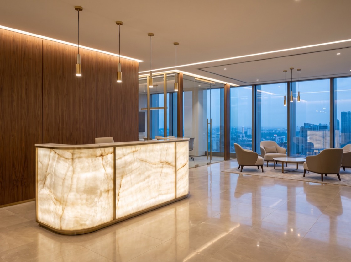 Modern corporate office lobby